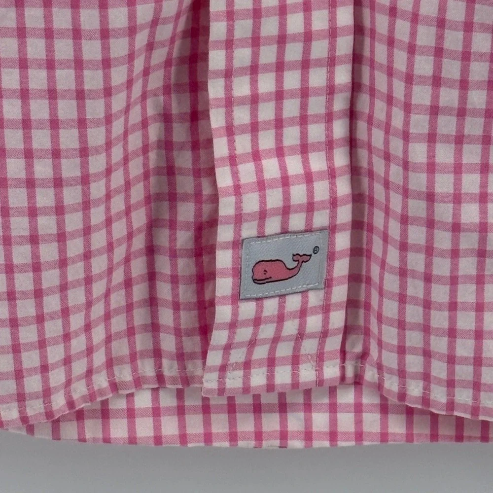 Vineyard Vines Murray Shirt Mens Large Pink Gingham Classic Fit Cotton Classic